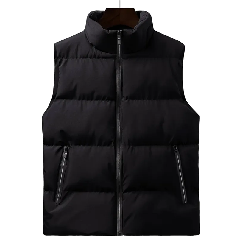 Varsanol Gilet invernale Giacche da uomo Gilet caldo solido Mens Streetwear Cappotto nero senza maniche Slim Uomo 210923