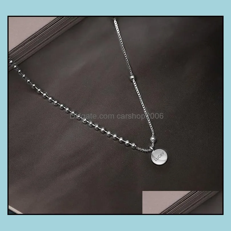 Chains Necklaces & Pendants Jewelrychains Fashion Luck Bead Chain Necklace Clavicle "Lucky" Letter Charm For Women Jewelry Gifts S-N554 Drop