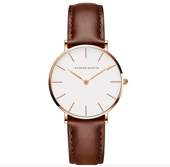 36MM Simple Femmes Montres À Quartz Précis Dames Montre Confortable Bracelet En Cuir ou Bande De Nylon Étudiants Montres Casual Style274M