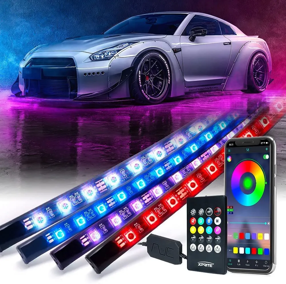 Auto Underglow Neon Licht Streifen LED Fernbedienung/APP RGB Wasserdichte Lichter Hintergrundbeleuchtung Auto Dekorative Umgebungs Atmosphäre Lampe