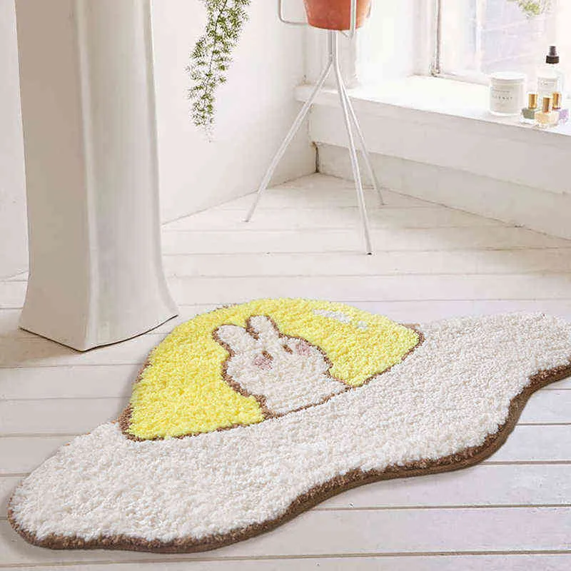 Ovo Forma UFO Mat Nórdico Engraçado Fluffy Banheiro Tapete Área Tapete RoG Sala Anti Anti Slip Pad Bathmat Capacete Home Office Decor 211109