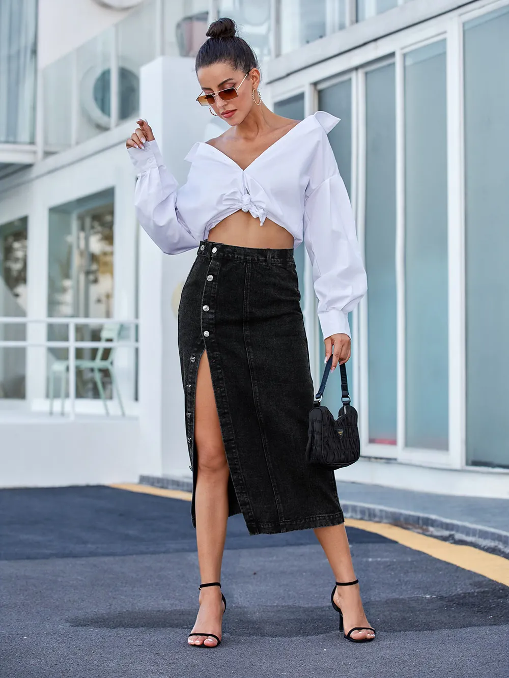 Mid length denim skirts suppliers shop