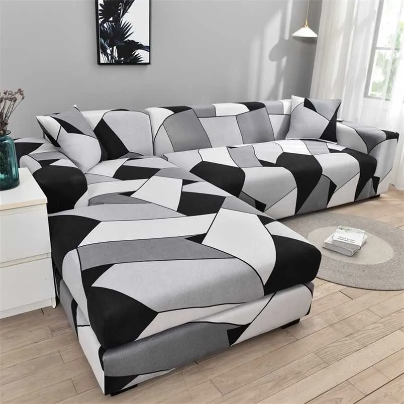 Sofá secional capa para sala de estar l em forma de protetor sofá elástico anti-poeira geométrica (necessidade de comprar 2 peças juntos) 211102