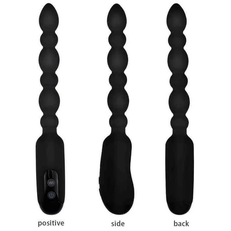 NXY Anal Plug Silikonowy Długi Koralik Wibrator Butt Dildo Prostate Massager Sex Zabawki Dla Gejów Masturbacja Masturbacja Rechargable1215