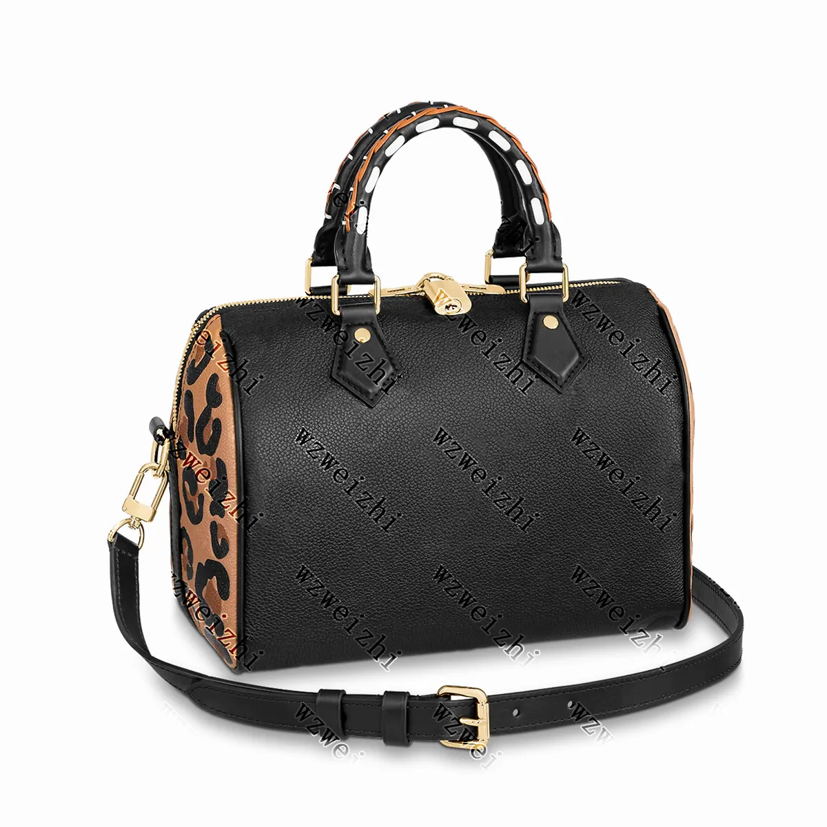 Borse di alta qualità Totes Borsa da donna in vera pelle Borsa tote Moda Borsa con stampa leopardata Borsa a tracolla Designer Borse a tracolla con tracolla Toronto Manico in maglia 25CM