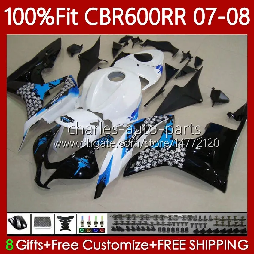 Carrozzeria per stampi a iniezione per HONDA CBR 600F5 600CC 600 RR CC F5 CBR600RR 07 08 Carrozzeria 70No.66 CBR-600 CBR600 RR CBR 600RR 2007 2008 CBR600F5 07-08 OEM Carenatura Graffiti blu