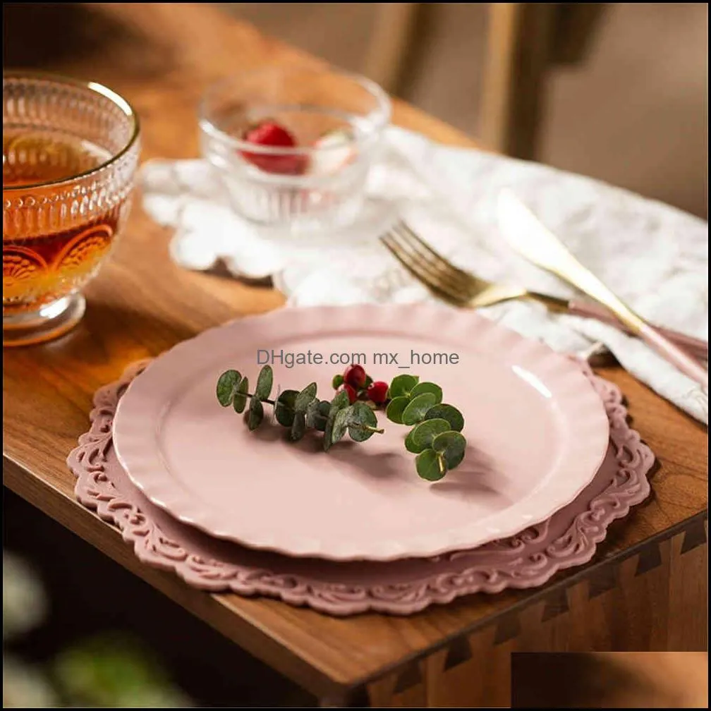 Mat pads 12 / 23 35cm flower shaped silicone tablecloth oil resistant tableware heat insulation non slip coaster washable for kitchen