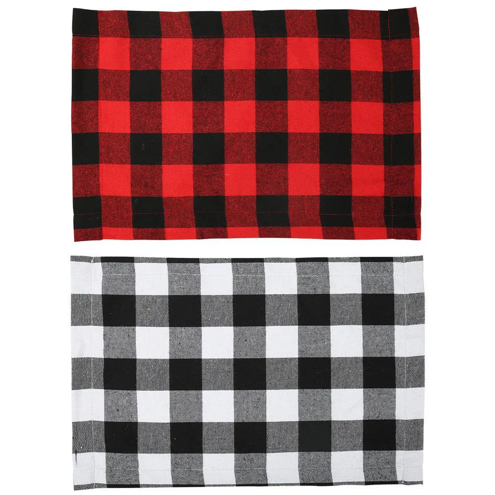 Plaid Placemat Christmas Decoration Red Black Plaid Table Cutlery 44*29cm Plate Place Mat Tablecloth Xmas Home Party Decoration DH8560