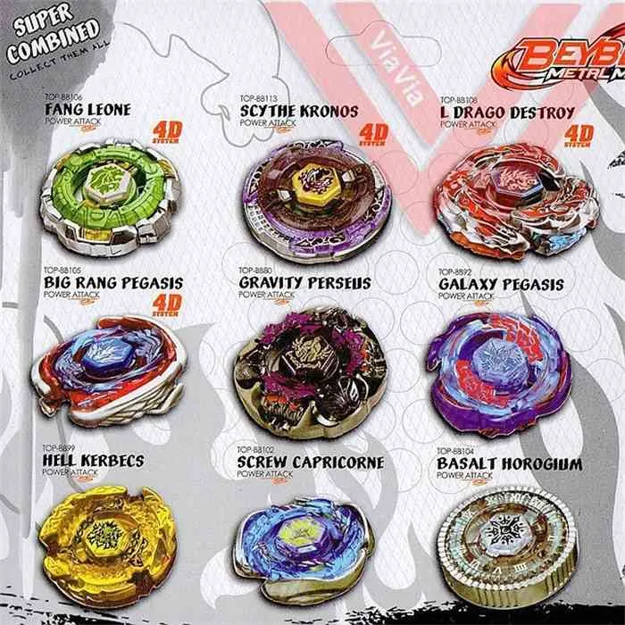 7 sztuk / partia Classic Beyblades Burst Metal Fusion 4D System Battle Spinning Toy Top Masters Launcher Pack X0528