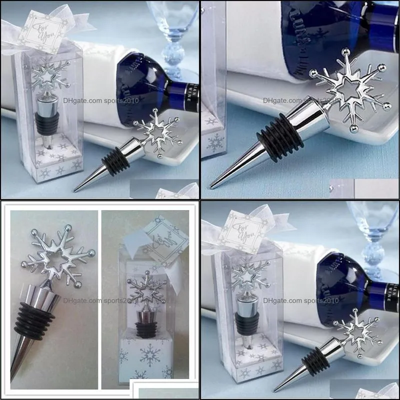 DHL Free Shipping 100pcs/lot Wedding favors gifts zinc alloy Snowflake shape Wine Bottle Stopper fast shipping