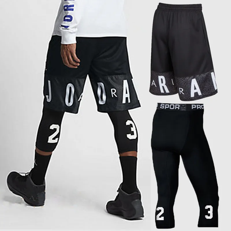 Pantaloncini da basket + collant Set Sport Palestra QUICK-DRY Allenamento Corto per uomo Calcio maschile Esercizio Escursionismo Corsa Fitness Yoga 17216 C0222