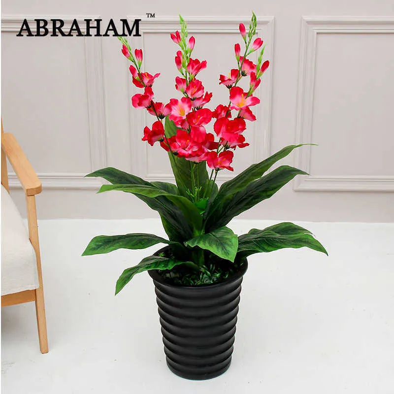 90cm grande artificial tropical musa touch touch grande folha de planta grande palmeira com flor monsttera folheia decoração de casa 210624