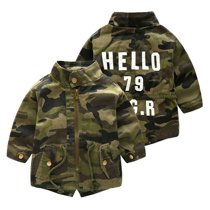 Hiver Mode 2-10 11 12 Ans Adolescents Enfants Col Mandarin Outwear Beau Enfants Bébé Garçons Camouflage Veste En Plein Air 210529