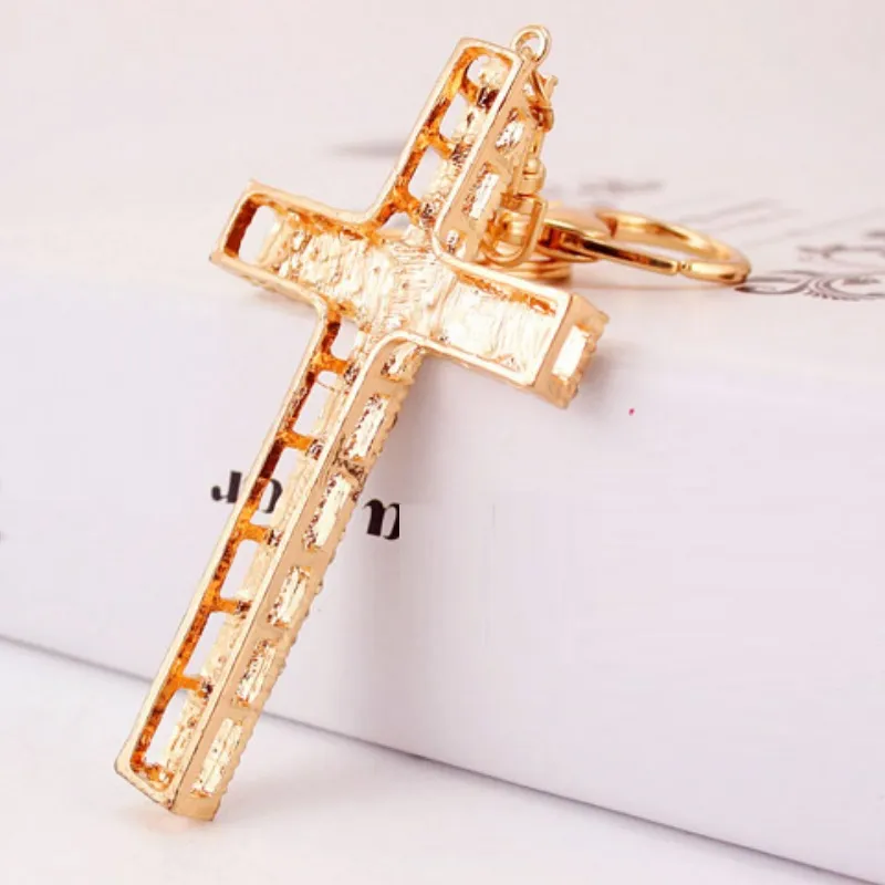 Moda Cruz Chaveiro Metal Chaveiro Rhinestone Cristal Cross Quadro Chaveiro Presente Chaveiro