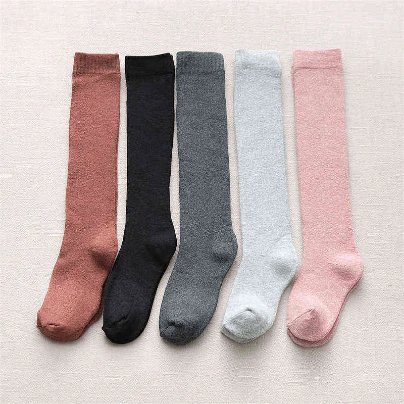 New Opening Women's Fashion Knee High Stockings Japanese School Students Winter Autumn Warm Solid Color high quality low price Y1119