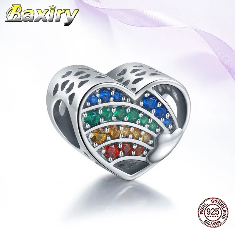 925 Sterling Silver Heart Beads Accessori Fit Charms Argento 925 Original 2020 Braccialetti con ciondoli Perline per gioielli da donna Q0531