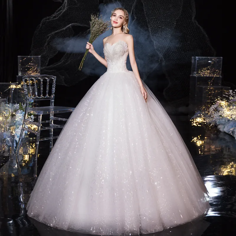 ★BAU by Bride And You★2024夏服★SKYE BALLOON LONG DRESS 2024 Starry Sky Wedding Dress, Tulle Tube Top Wedding Gown