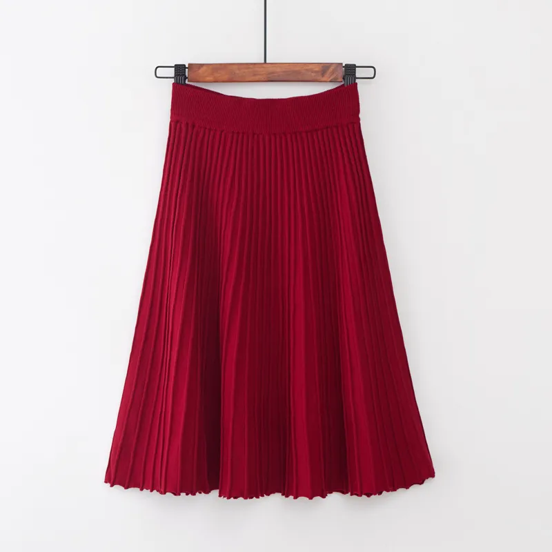 SETWIGG Autumn Candy Rib Knitted Cotton A Line Midi Skater Pleated Midi Skirt With Elastic Waist And Sweet Flared Knee Length Knit SG20 210309 From Dou05 14.51 DHgate.Com