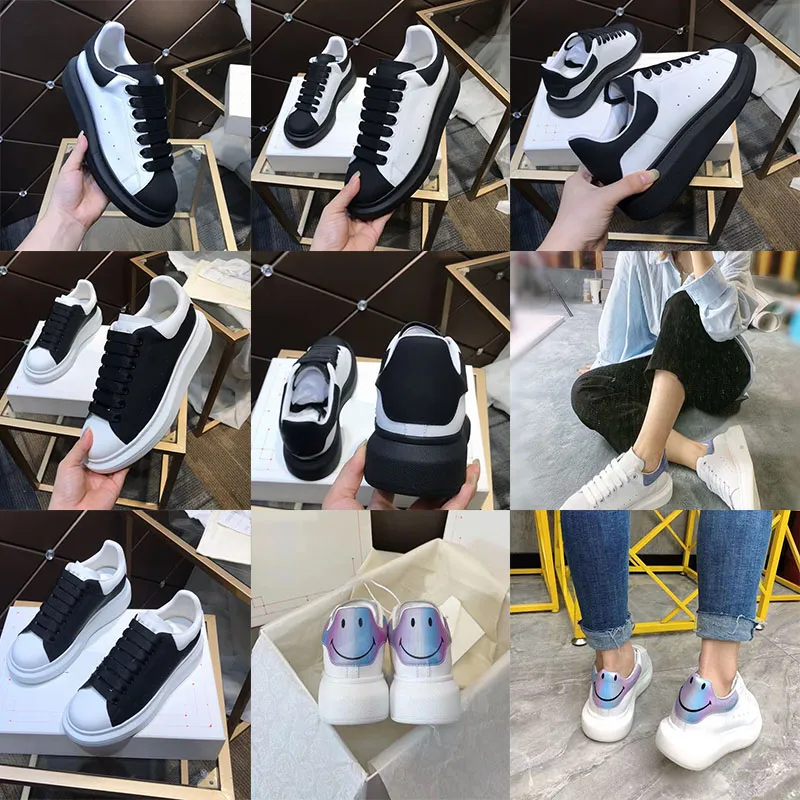 Designer heren en dames casual schoenen zwart wit lederen bodem dik bodem platform super grote platte sneakers met bagage 36-45