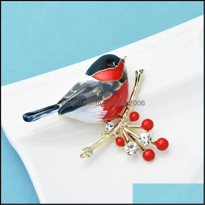 Pins, Brooches Jewelry Cute Vivid Bird Enamel For Women Sweater Animal Design Pin Branch Aessories 3 Colors Available High Quality Drop Deli