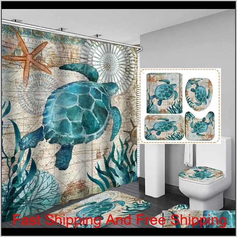 bathroom sets shower curtain set 4 pcs hot sale shower curtain mat set toilet cover 180x180cm shower curtain toilet seat covers home