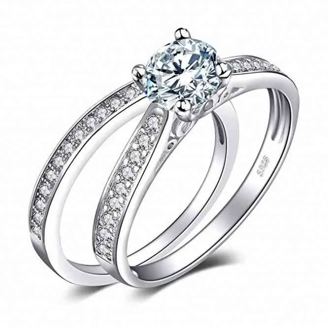 Mode-sieraden Cubic Zirkoon Wedding Band Stapelbare 925 Sterling Sier Ring voor vrouwen