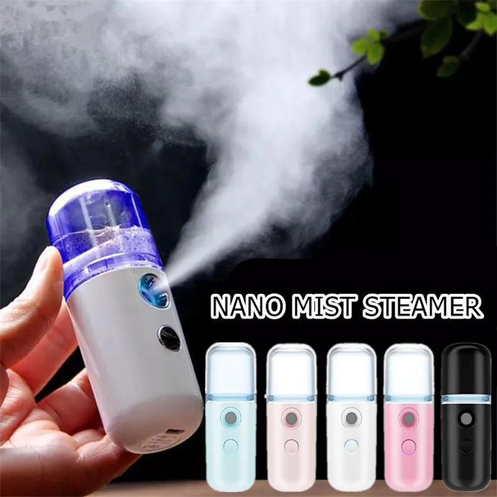 718B English Style 5 Kolor USB Akumulator 30ml Nano Opryskiwacz Mini Mini Handheld Facial Steamer Steam Steam Huwisterfier Mist-Spray Beauty 3.9 * 3.9 * 14.5cm