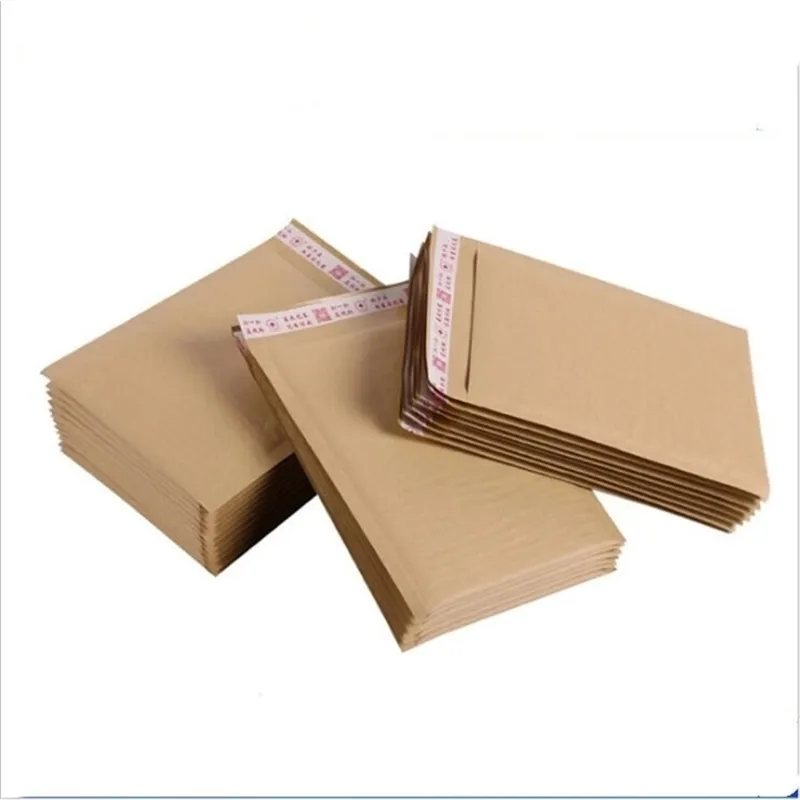 50pcs couleur marron papier kraft enveloppe à bulles sacs d'expédition Business Express sac d'emballage Y200709
