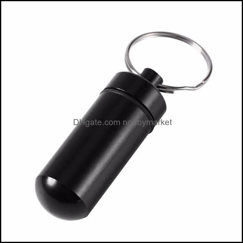 Mini Waterproof Pill Box Key rings Metal Keychain Storage Sealed Medicine Bottle Key chain Outdoor Travel Portable Bottles