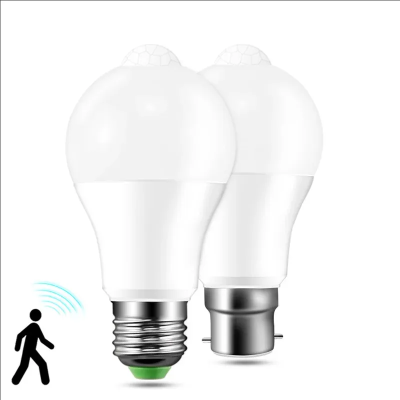 PIR Motion Sensor Lampy Lampy 9 W 12W 15W E27 E26 LED Żarówka AC85-265vled Night Light dla Corridor Aisle Schody Balkon Lampada
