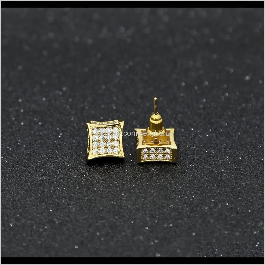 Hip-hop micro wave set of Zirconia Earrings professional men hip hop accessories wholesale