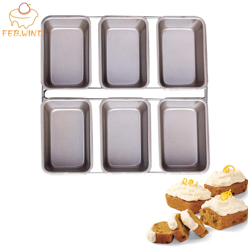 Non Stick Linked Mini Loaf Pan Tray Carbon Steel Mini Bread Loaf Tins 6 Cavity Small Banana Bread Loafs Trays Baking Square 721 210225 From Kong09 14.57 DHgate.Com