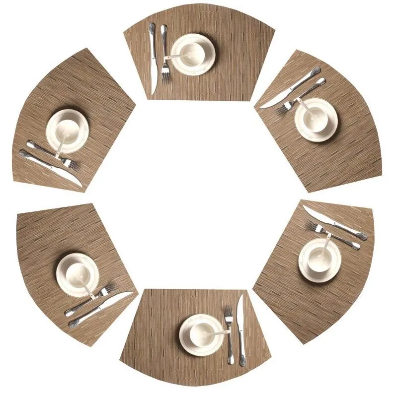 Round Table Placemats PVC Tableware Pad for Kitchen Table Heat Insulation Stain-resistant Washable Placemat