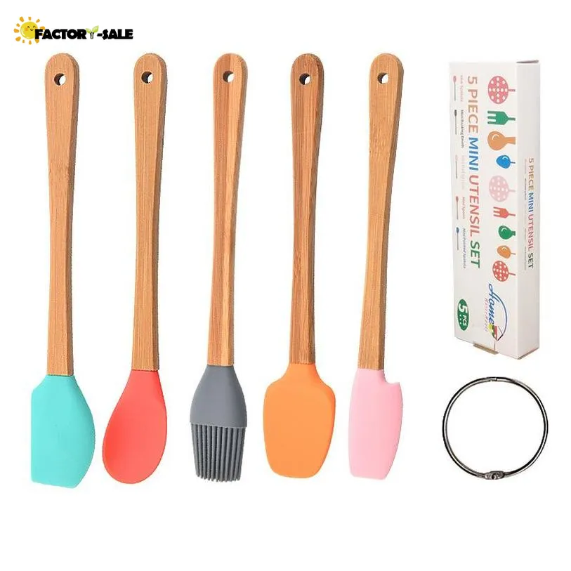 Bakken Gebak Gereedschap Mini Siliconen Spatel Schraper Basting Brush Lepel voor Koken Mixing NonStick Cookware Keukengerei BPA Free TIKTOK FJ02