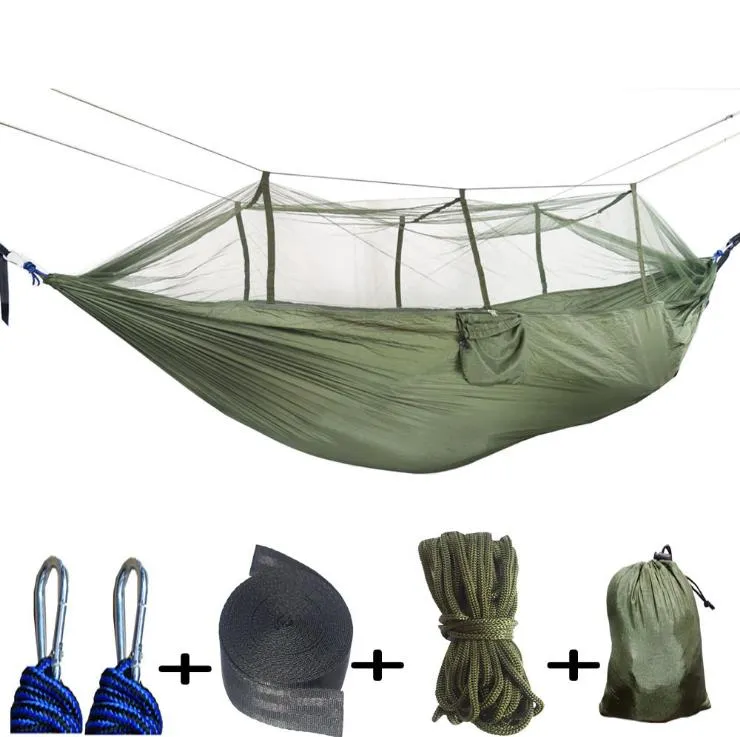Outdoor camping dubbele parachutestof hangmat met klamboe Digital Camouflage Army Green multicolor wk521