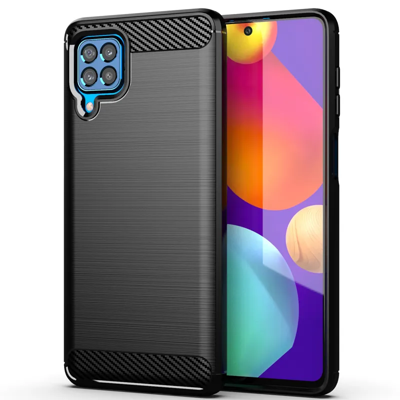 Fit Galaxy F62 Gevallen Koolstofvezel Textuur Schokbestendige Beschermende TPU Siliconen Cover voor Samsung Galaxy M62 Case