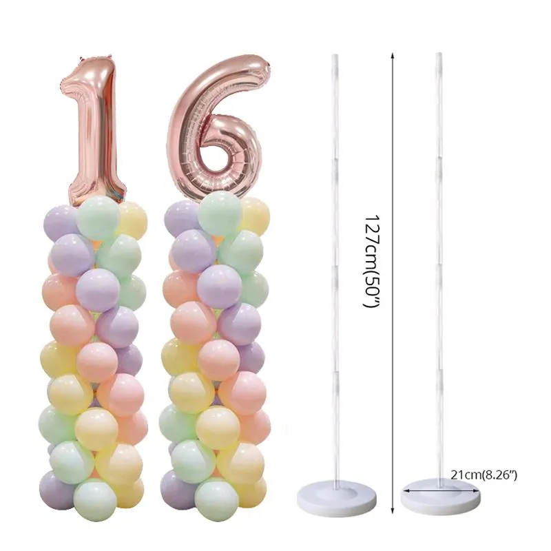 Party Decoration 2Sets Adult Kids Birthday Balloon Column Stand Wedding Arch Baby Shower 100pcs Latex Globos For Number Ballons