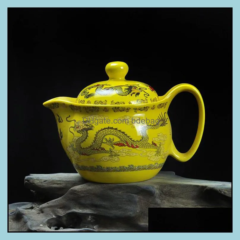 Chinese Kung Fu Porcelain Teapot with Infuser Handmade Dragon Flower Puer Tea Pot 350ml Ceramic Samovar Kungfu Teaware