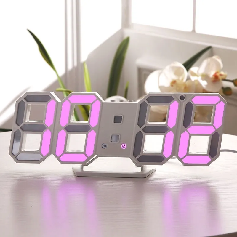 壁目覚め時計デジタル時計電子機能テーブルクロックカレンダー温度計LED表示室オフィスの装飾210310