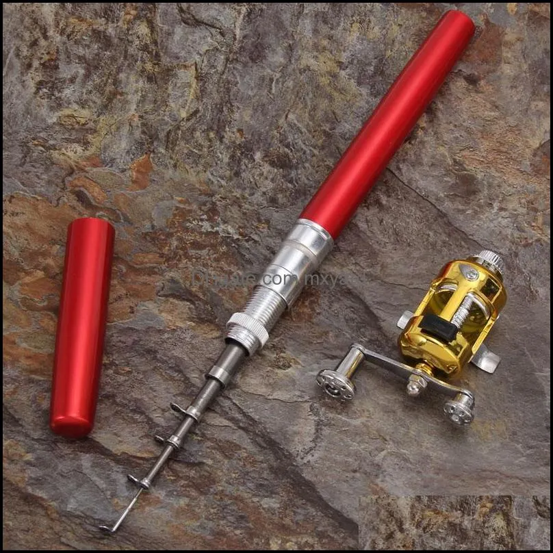 Hot!! Mini Portable Pocket Fish Pen Aluminum Alloy Fishing Rod Pole Reel pesca Wholesale