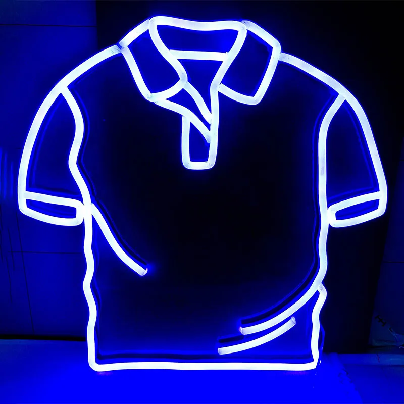 Polo t-shirt tecken blå neon ljus bar butik hem pojke sovrum vägg dekoration 12 v super ljus