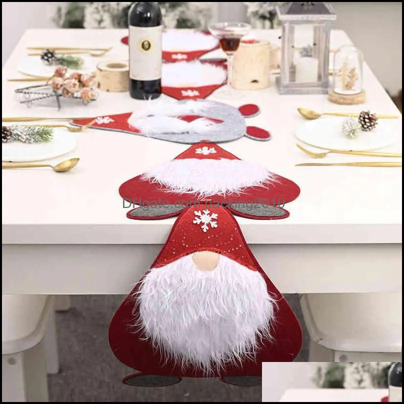 Christmas Placemat Double Usage Decorative Christmas Table Runner Combination Kits Xmas Table Decor 220107