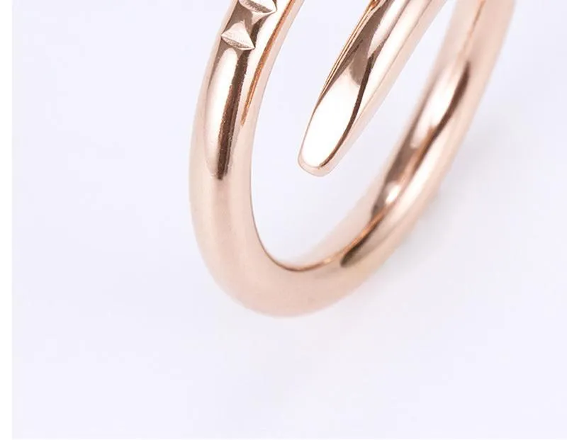 Fashion Designer Jewelry Brands Band Rings Classic Women Nail Ring Titanium steel Gold-plated Never fade Not allergic US Size (5-11)