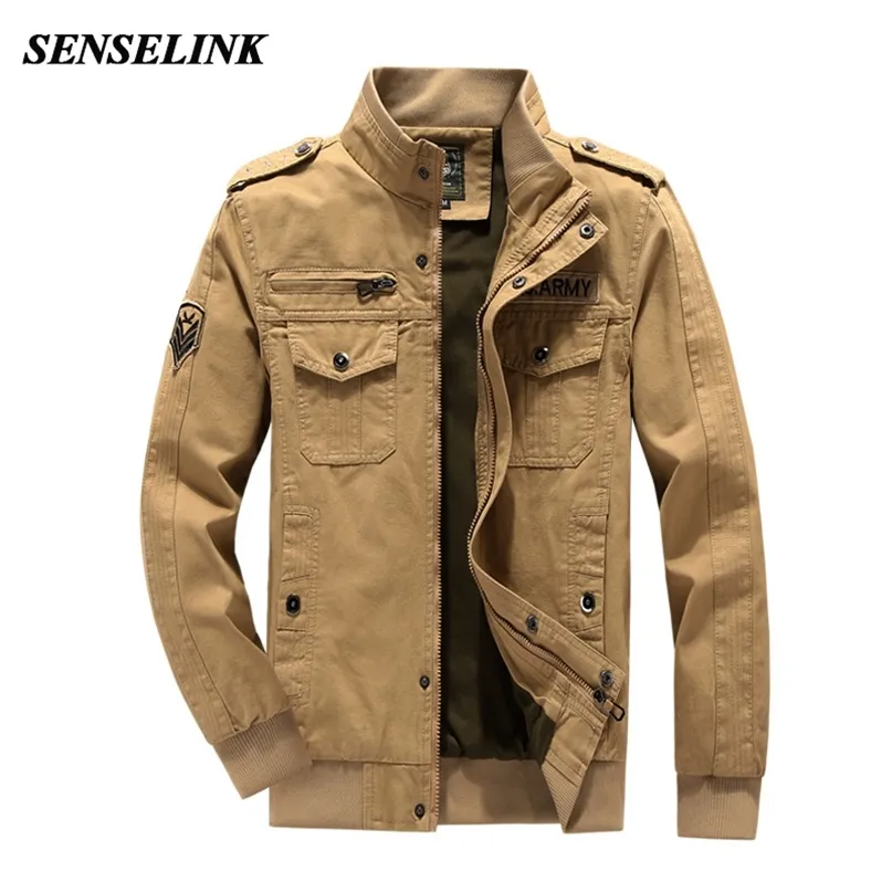 Giacca da uomo in cotone kaki bomber autunno caldo casual duro ragazzo cargo giacca antivento collo in pelliccia uomo giacca tattica militare 211025