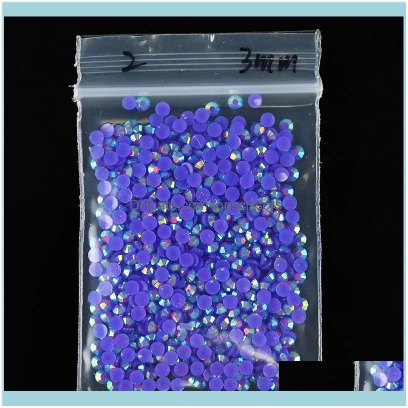 Nail Art Decorations 1000pc/Bag 3mm Jelly Resin Rhinestones Flat-Back AB Color Crystal Strass 3D Charms Gems Manicure Tc#82