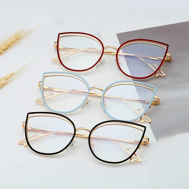 Lunettes d'ordinateur à la mode, grands yeux de chat, conception à Double monture avec jambes de forme spéciale, lunettes Sexy à lumière bleue pour femmes