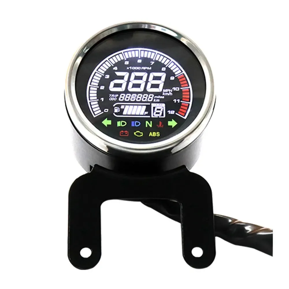 12V Modifierad motorcykel Multifunktionell instrumentmätare Digita Tachometer Odomometer