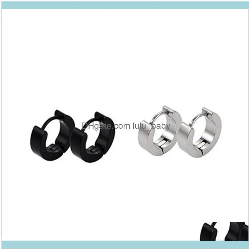 1pcs Sliver Black Colorful Color Cool Simulated Hoop Earrings For Circle Shape Party Jewelry Wholesale Unisex Men Women GIFT & Huggie