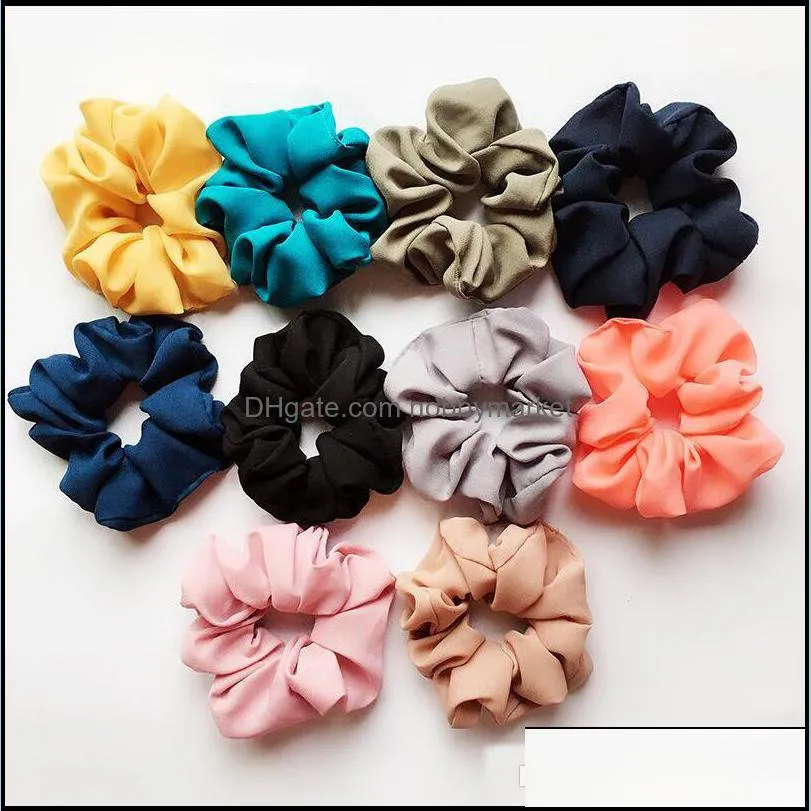 30pcs Girl Hair Scrunchy Ring Elastic Chiffon Hairbands Head Band Ponytail Holder Pure Color Sports Hair Scrunchies Soft Tie