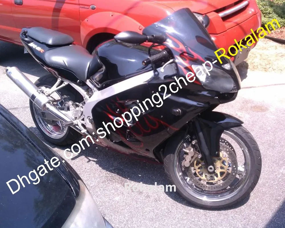 kawasaki 닌자 ZX9R 00 01 ZX-9R 9 R ZX 9R 2000 2001 레드 불꽃 검은 차체 공동 키트 (사출 성형)